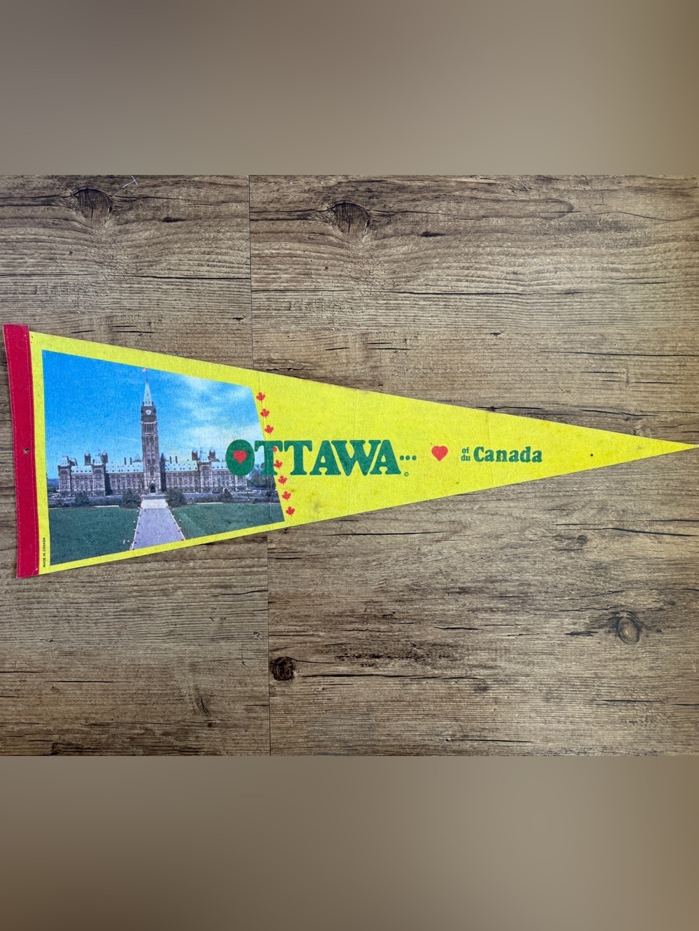 Vintage Ottawa Canada Felt Pennant Parliament Hill Souvenir Wall Decor